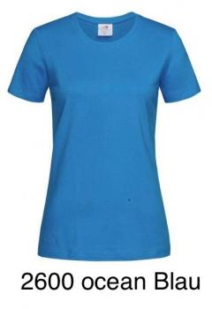 T Shirt Women Rundhals Ausschnitt 2600 ocean blau