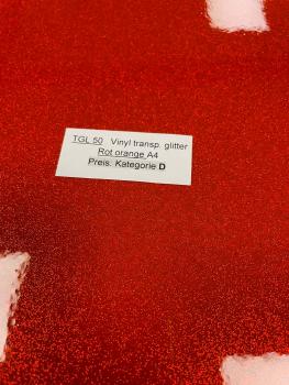 Vinylfolie Transparent Glitter TGL 50 rot orange A4
