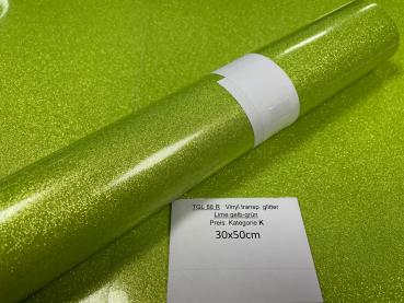 Vinylfolie Transparent Glitter TGL 88 lime gelb Rolle 30x50cm