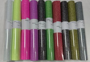 Flexfolie Glitter Set Basic 3. 10 Farben 30x50cm Rolle