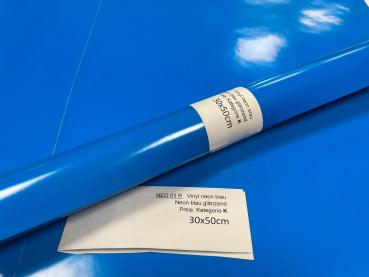 Vinylfolie Neon blau glänzend 30x50cm Rolle