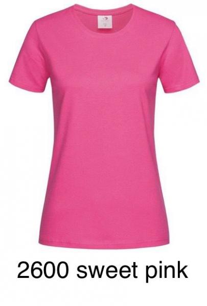 T Shirt Women Rundhals Ausschnitt 2600 sweet pink