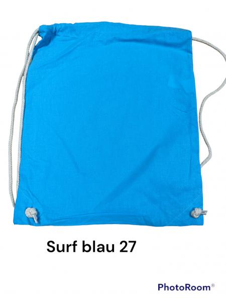 Baumwoll Turnbeutel  W110-27 surf blau mit heller Kordel
